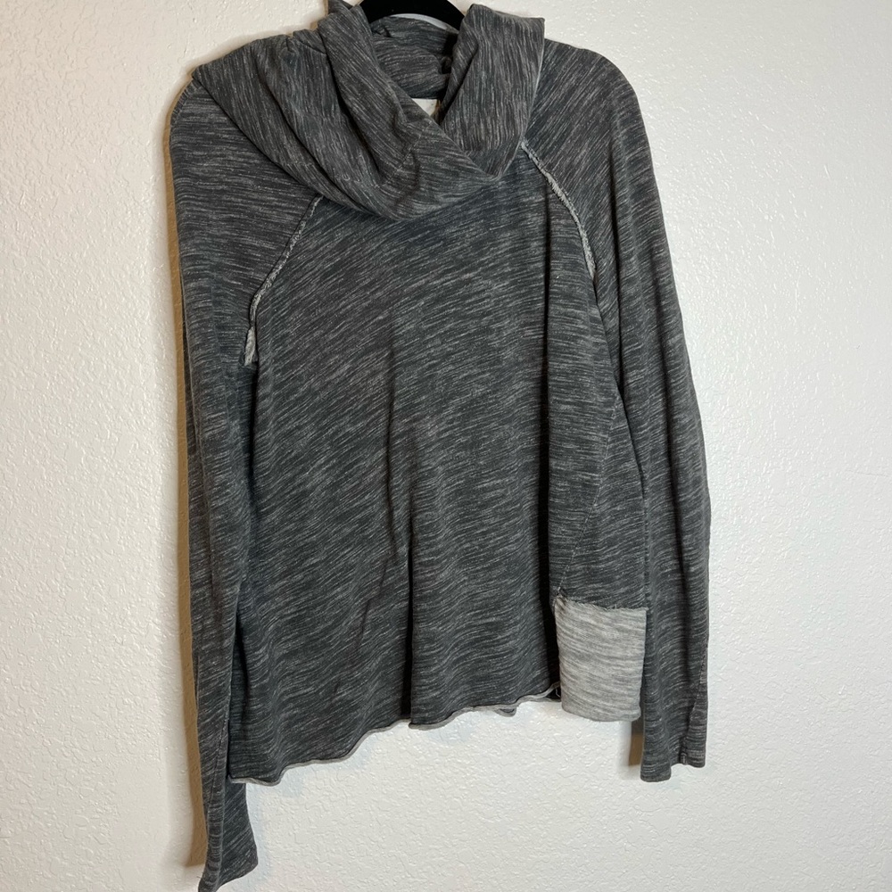Free People Beach Grey Cowl Neck Long Sleeve Top